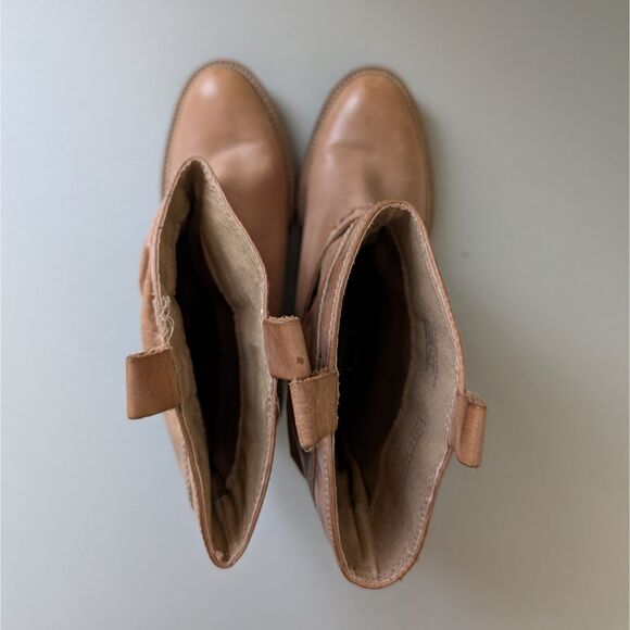 Steve Madden Women's Leather Western Boots size 8 Block Heel Tan Slouch Pull On - Picture 7 of 9